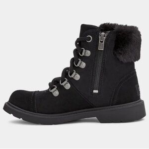 NEW UGG Azell Hiker Weather Waterproof Lace-up Boots Black Suede Youth Size 6